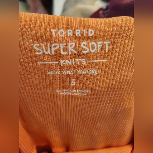 Torrid Tank Top Coral Ribbed Peplum- Ribbed Mineral Wash Size 3 NWOT - Picture 6 of 12